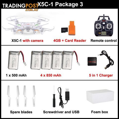 X5C 1 package 3Zippay Syma X5C-1 Quadcopter Drone With Camera or Syma X5-1 rc helicopter