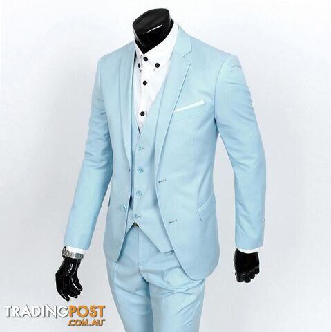 Light blue 2 buttons / XXXLZippay Three-piece formal blazer suit / Male suit of cultivate one's morality Business suits