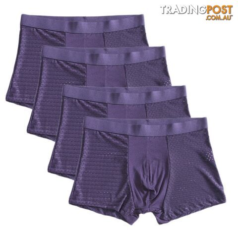Dark Blue / LZippay 4pcs/lot Bamboo Fiber Boxer Pantie Underpant plus size shorts breathable underwear