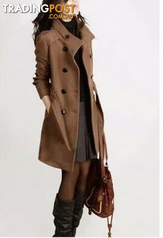 coffor / MZippay Women Trench Woolen Coat Winter Slim Double Breasted Overcoat Winter Coats Long Outerwear for Women Plus Size Coat Y707