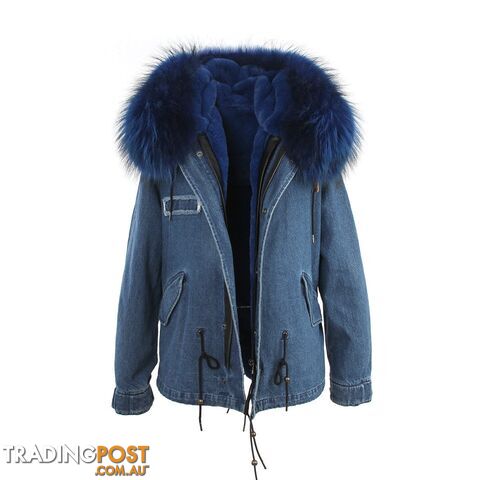 color 19 / XXLZippay women's army green Large raccoon fur collar hooded coat parkas outwear 2 in 1 detachable lining winter jacket brand style