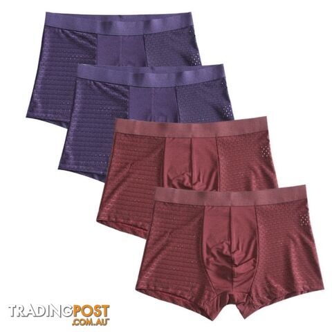 Blue Red / XXXLZippay 4pcs/lot Bamboo Fiber Boxer Pantie Underpant plus size shorts breathable underwear