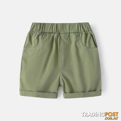 Green / 6Zippay Cotton Linen Boys Shorts Toddler Kids Summer Knee Length Pants Children's Clothes
