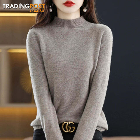 14 / LZippay 100% Pure Wool Half-neck Pullover Cashmere Sweater Women's Casual Knit Top
