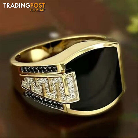 AJZ1809gold / 12Zippay Metal Glossy Rings for Men Geometric Width Signet Square Finger Punk Style Fashion Ring Jewelry Accessories