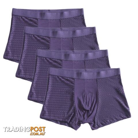 Dark Blue / XLZippay 4pcs/lot Bamboo Fiber Boxer Pantie Underpant plus size shorts breathable underwear
