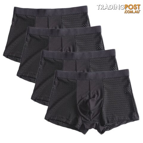 Black / 6XLZippay 4pcs/lot Bamboo Fiber Boxer Pantie Underpant plus size shorts breathable underwear