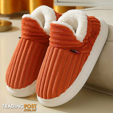 Orange / CN 36-37Zippay Unisex Home Men Cotton Slippers Casual Plush Shoes Warm Velvet Sneakers