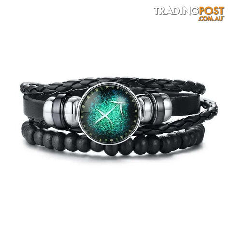 SagittariusZippay 12 Horoscope Multi-layer Leather Rope Bracelets for Men Women Gifts Vintage