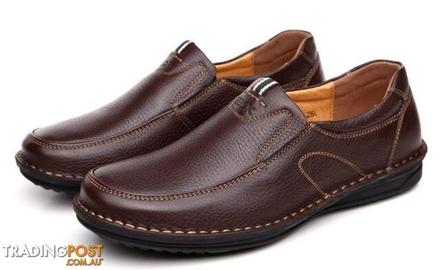 Brown without lace / 8.5Zippay Men Casual Shoes men's leather shoes flats soft comfortable Fashion British Style Shoes 8A106