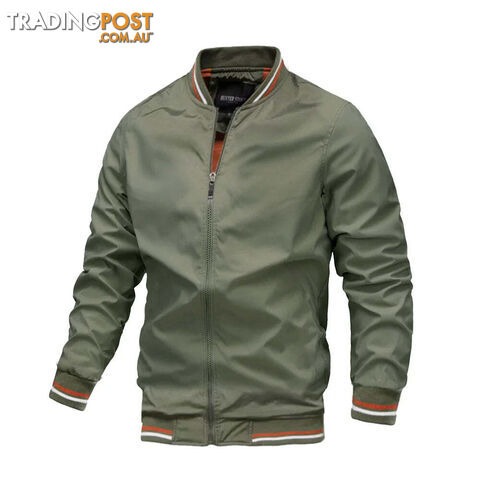 Green / XLZippay Bomber Jacket Men Casual Windbreaker Jacket Coat Men High Quality Outwear Zipper Stand Collar Military Jacket Mens