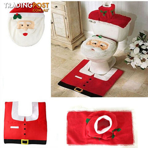 Zippay 3Pc/Set Christmas Santa Claus Bathroom Toilet Seats Cover Christmas Decoration