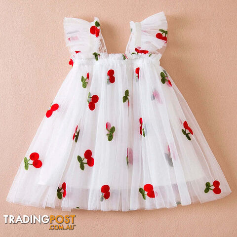 A01960-B / 4TZippay Butterfly Mesh Flying Sleeve Dress Girls Dresses Girls Summer Casual Wear Children's Clothes