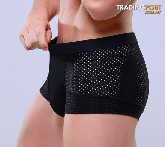Black / XLZippay Breathable Mesh Silk Men's Boxer Four Corner Underwear Underwear Men Cotton Mens Bodysuit Underwear