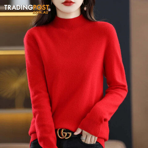 10 / SZippay 100% Pure Wool Half-neck Pullover Cashmere Sweater Women's Casual Knit Top