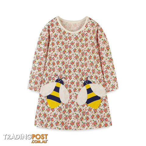 T1444 / 2TZippay Children's School Dresses With Pockets Pen Embroidery Long Sleeve Autumn Kids Preppy Style Dress