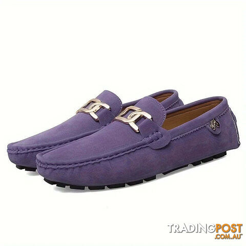 Purple / 46Zippay Split Leather Men Loafers Slip on Flats Casual Shoes for Women Moccasins Super Soft Female Footwear