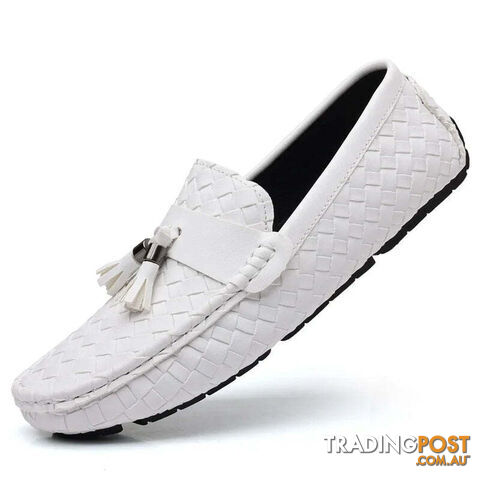 white / 43Zippay Designer Leather Casual Shoes for Men High Quality Fashion Comfortable Man's Loafers Flats Driving Shoes