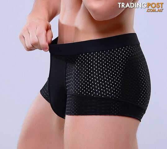 Black / XLZippay Breathable Mesh Silk Men's Boxer Four Corner Underwear Underwear Men Cotton Mens Bodysuit Underwear