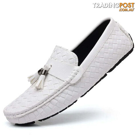 white / 42Zippay Designer Leather Casual Shoes for Men High Quality Fashion Comfortable Man's Loafers Flats Driving Shoes