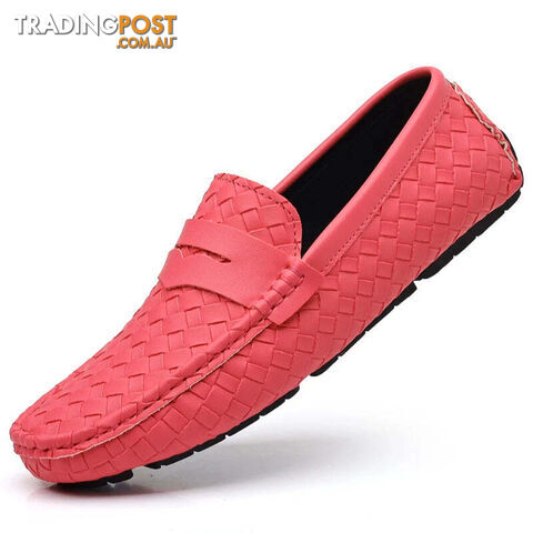 Rose red / 40Zippay Loafers Men Handmade Moccasins Men Flats Casual Leather Shoes Comfy Loafers Shoes