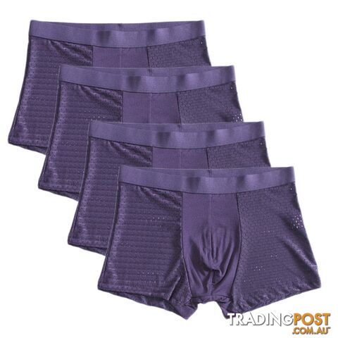 Dark Blue / 5XLZippay 4pcs/lot Bamboo Fiber Boxer Pantie Underpant plus size shorts breathable underwear