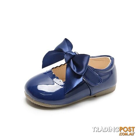 SMG104Blue / CN 29 insole 18cmZippay Baby Girls Shoes Cute Bow Patent Leather Princess Shoes Solid Color Kids Gilrs Dancing Shoes First Walkers SMG104