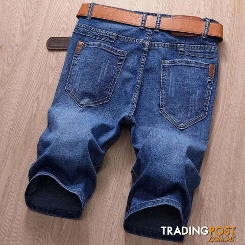 Blue 816 / 30Zippay Summer Men Short Denim Jeans Thin Knee Length New Casual Cool Pants Short Elastic Daily High Quality Trousers New Arrivals