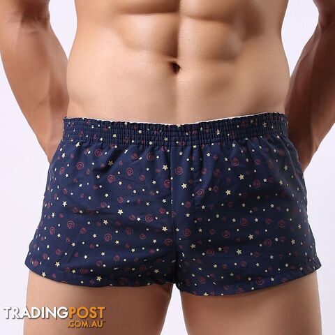 black star / MZippay Men Underwear Boxer Shorts Trunks Slacks Cotton Men Boxer Shorts Underwear Printed Men Shorts Home Underpants std05