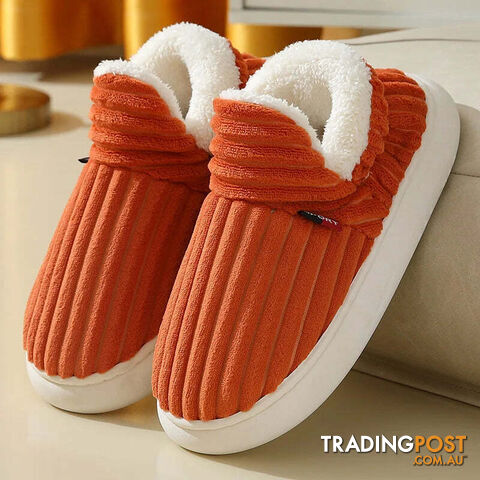 Orange / CN 40-41Zippay Unisex Home Men Cotton Slippers Casual Plush Shoes Warm Velvet Sneakers