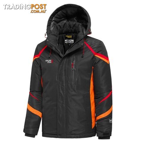 Black 01 / 42 XSZippay Men Winter New Outdoor Jet Ski Premium Snow Warm Parkas Jacket Coat Men Outwear Casual Hooded Waterproof Thick Fleece Parka Men