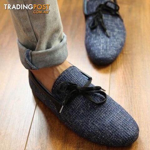 01Blue / 9.5Zippay Quality Mens Canvas Casual Lace Slip On Loafer Shoes Moccasins Driving Shoes men flats