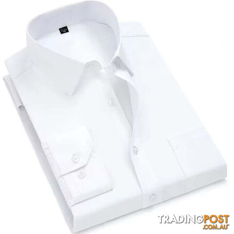 Pure White / 41 - XXLZippay Mens Casual Business Long Sleeved Shirt Classic Plaid Striped Male Social Dress Oversized Shirts