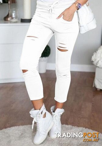 3116 white / SZippay Fashion women Sweatpants S-XL Plus Size Flower Printed Womens Harem Pants Nineth Capris Casual Trousers