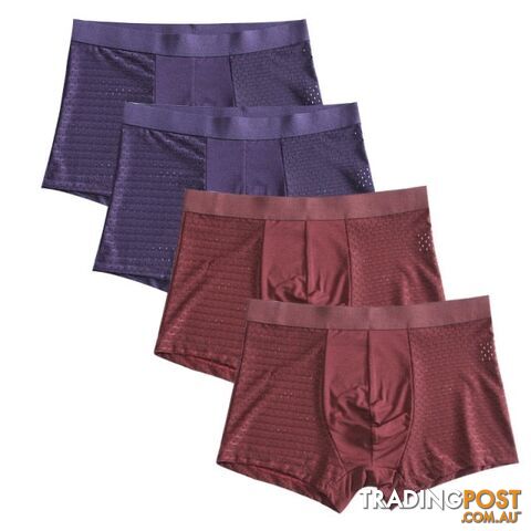 Blue Red / XLZippay 4pcs/lot Bamboo Fiber Boxer Pantie Underpant plus size shorts breathable underwear