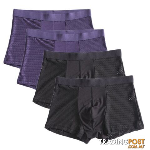 Blue Blk / LZippay 4pcs/lot Bamboo Fiber Boxer Pantie Underpant plus size shorts breathable underwear