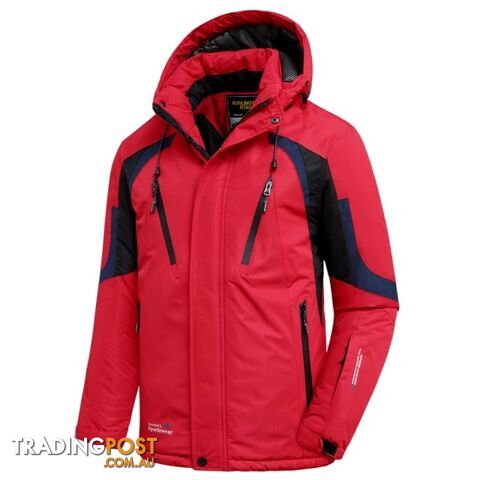 Red / 52 2XLZippay Men Winter New Outdoor Jet Ski Premium Snow Warm Parkas Jacket Coat Men Outwear Casual Hooded Waterproof Thick Fleece Parka Men