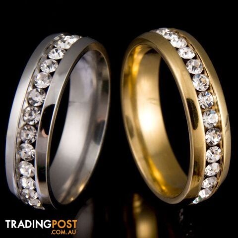 10 / Titanium PlatedZippay Never Fade 18k Gold Plated 316l Stainless Steel Ring Titanium Steel Engagement Wedding Ring