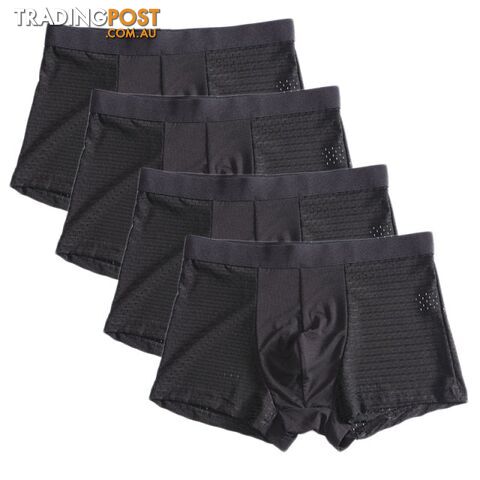 Black / 5XLZippay 4pcs/lot Bamboo Fiber Boxer Pantie Underpant plus size shorts breathable underwear