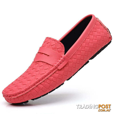 Rose red / 48Zippay Loafers Men Handmade Moccasins Men Flats Casual Leather Shoes Comfy Loafers Shoes