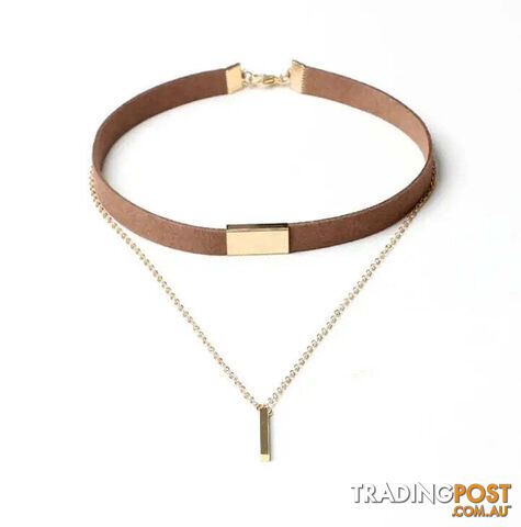 N665Zippay Black Velvet Choker Necklace Gold Chain Bar Chokers Necklace For Women