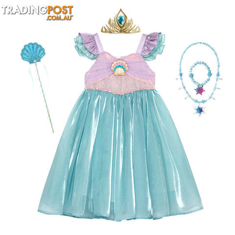 C / 4-5T(size 120)Zippay Princess Costume Kids Dress For Girls Cosplay Children Carnival Birthday Party Clothes Mermaid