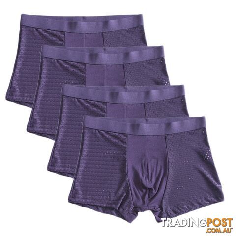 Dark Blue / 7XLZippay 4pcs/lot Bamboo Fiber Boxer Pantie Underpant plus size shorts breathable underwear