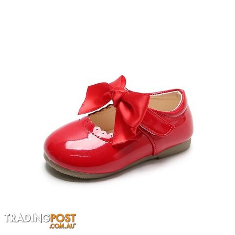SMG104Red / CN 28 insole 17.4cmZippay Baby Girls Shoes Cute Bow Patent Leather Princess Shoes Solid Color Kids Gilrs Dancing Shoes First Walkers SMG104