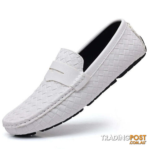 White / 38Zippay Loafers Men Handmade Moccasins Men Flats Casual Leather Shoes Comfy Loafers Shoes