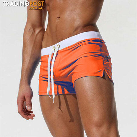 Orange / LZippay Swimwear Men Breathable Men's Swimsuits Swim Trunks Boxer Briefs Sunga Swim Suits Maillot De Bain Beach Shorts
