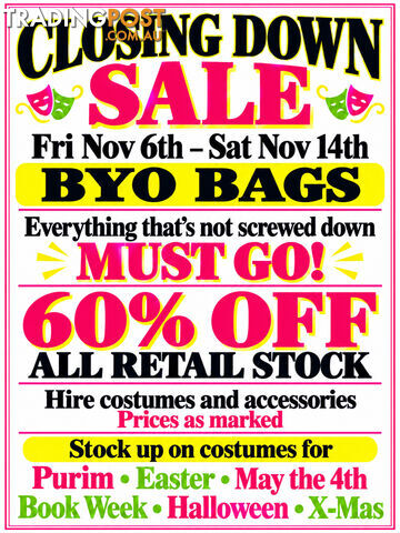 Costume Wonderland Closing Down Sale