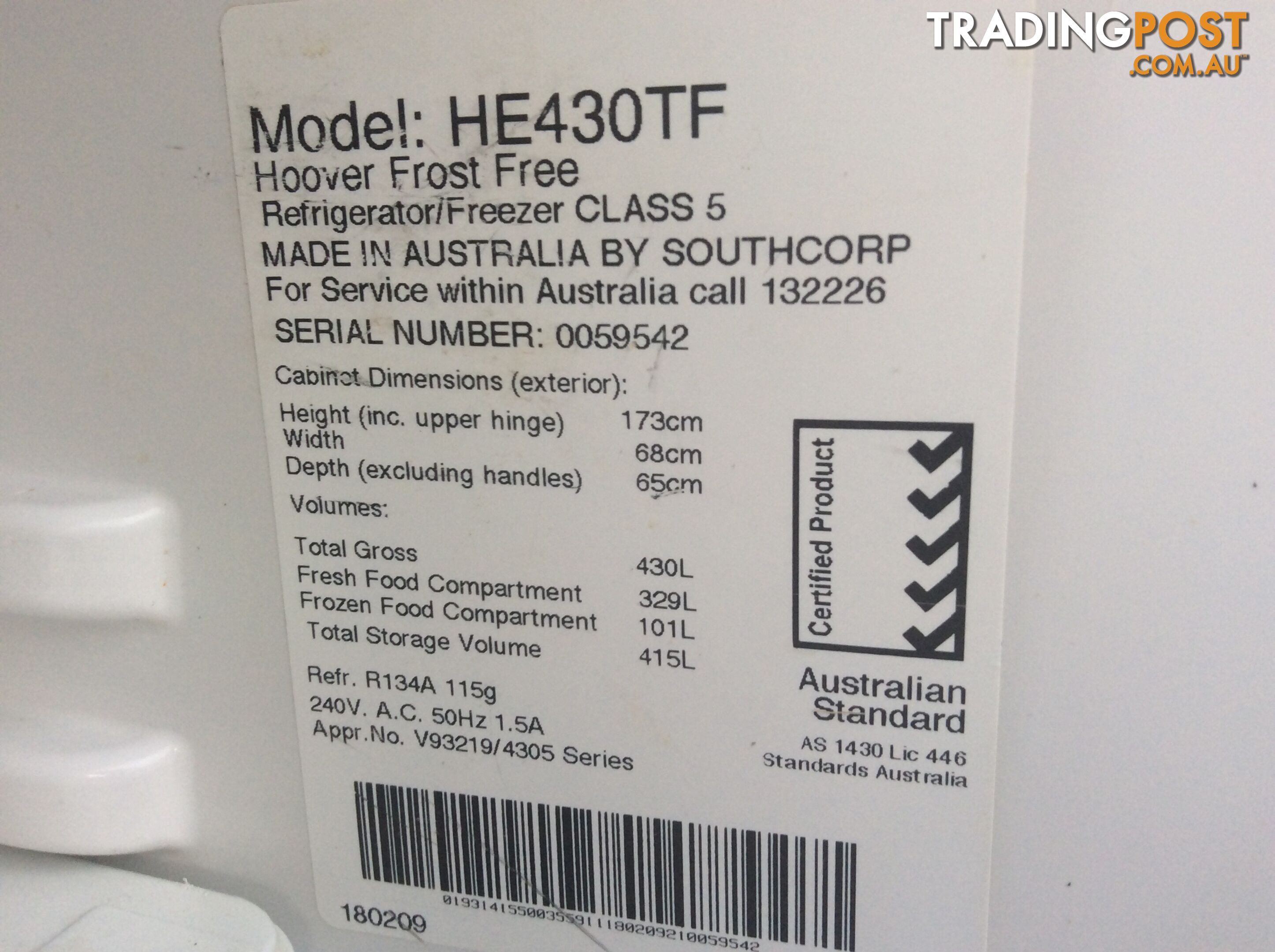 FRIDGE FREEZER HOOVER CONTOUR PLUS FREE MICROWAVE