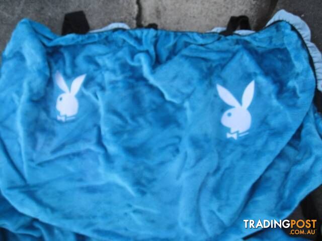 BLUE PLAYBOY SEAT COVERS FRONT AND REAR