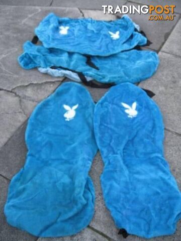BLUE PLAYBOY SEAT COVERS FRONT AND REAR